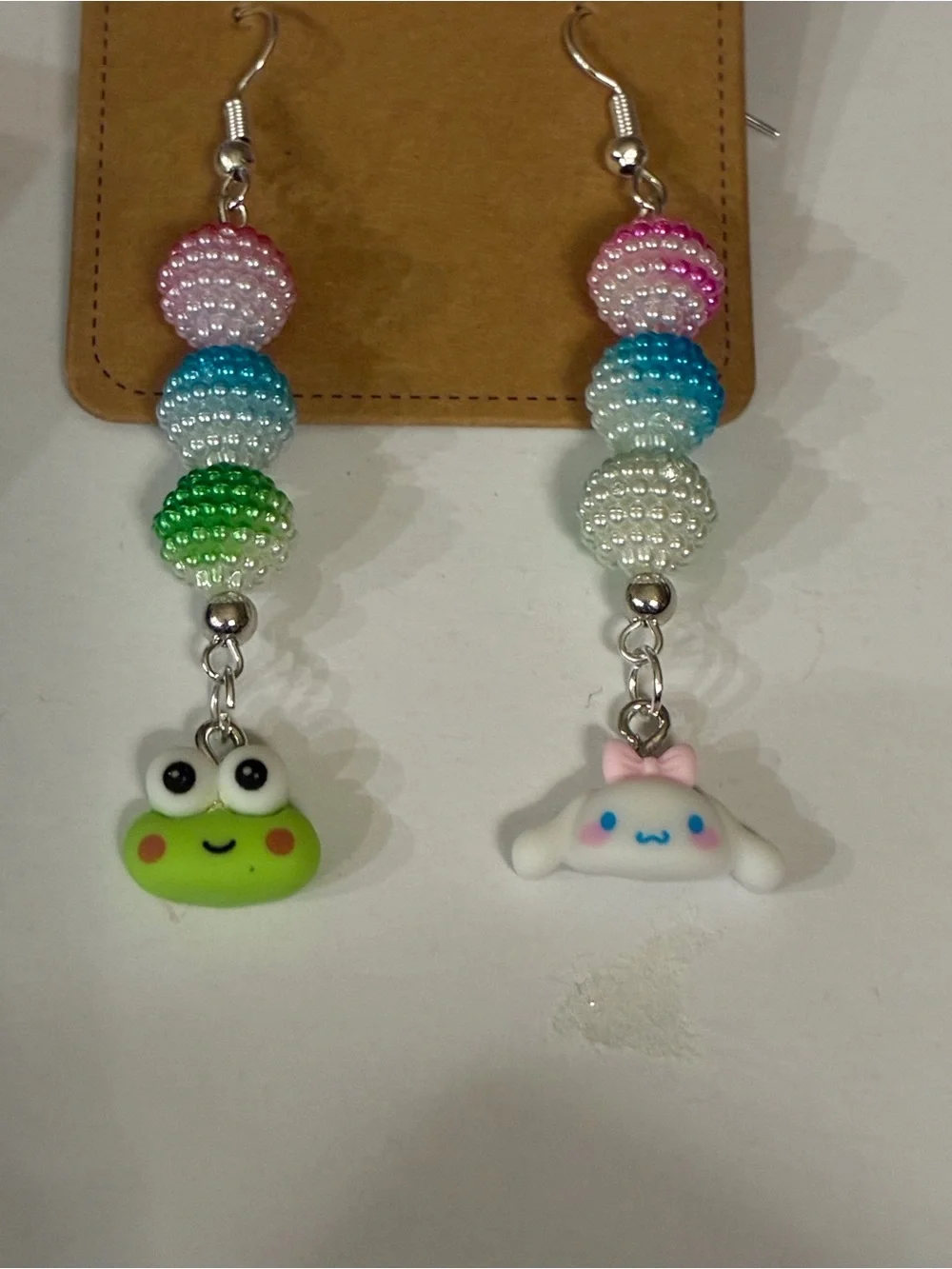 Handmade Kids Sanrio Hello Kitty friends Pastel Bead Character Dangle Earrings